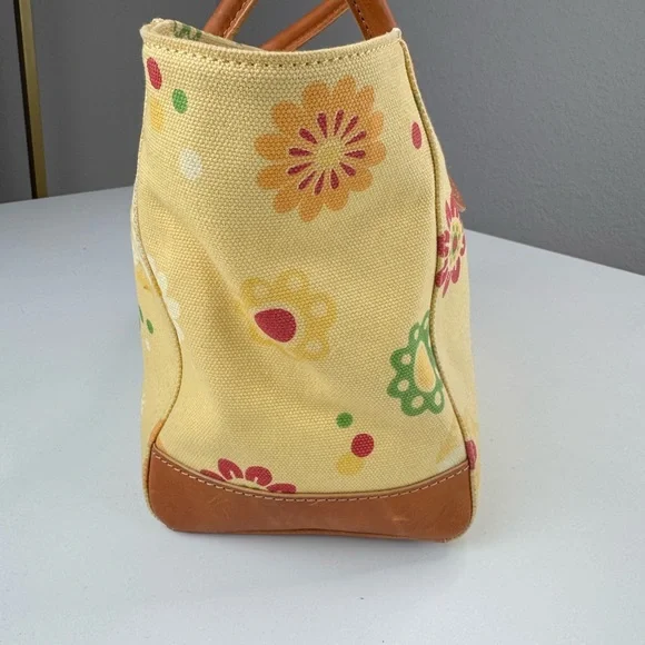 J.Jill Floral Canvas Bucket Tote Bag with Tan Handles - Picture 3 of 16